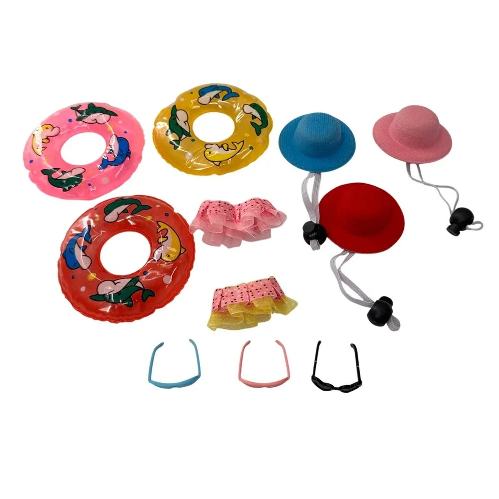 Small Desk Goose Outfits Hat Swimming Circle Glasses Skirts Set Summer Beach Toy